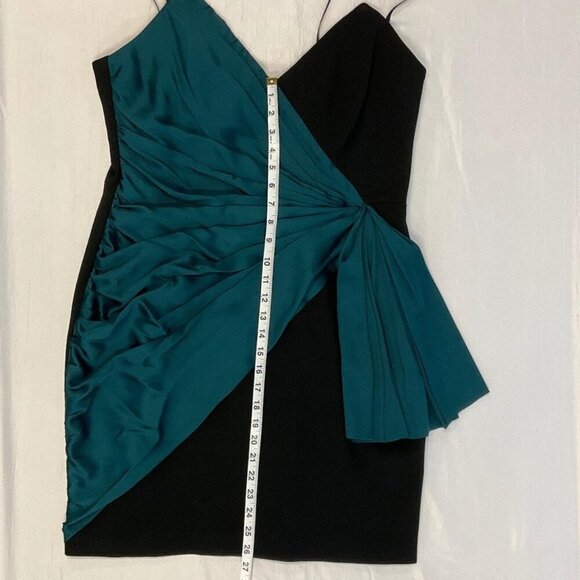 NWT Jill Stewart Women's Strapless Black & Green Mini Dress, Size 14 - Picture 3 of 13